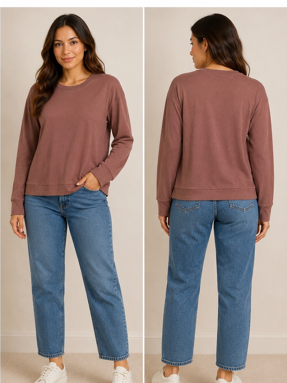 lukka Mauve Long-Sleeve Crewneck Top